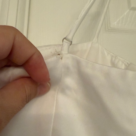 White satin midi dress with hem decoration - Picture 11 of 12